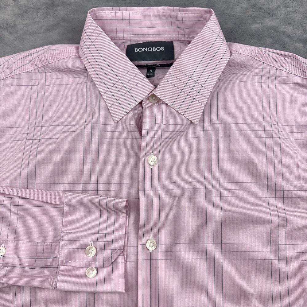 Bonobos Men’s Pink Plaid Dress Shirt
